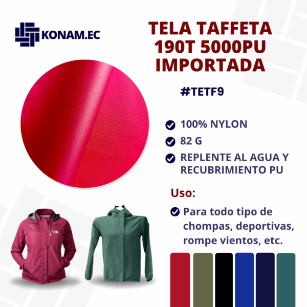 TELA TAFFETA 190T 5000PU IMPORTADA #TETF9