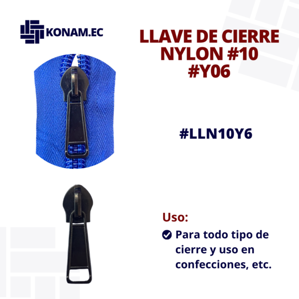 LLAVE DE CIERRE NYLON #10 #Y06 #LLN10Y6