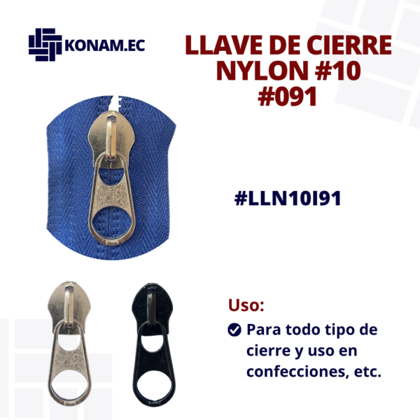 LLAVE DE CIERRE NYLON #10 #091 #LLN10I91