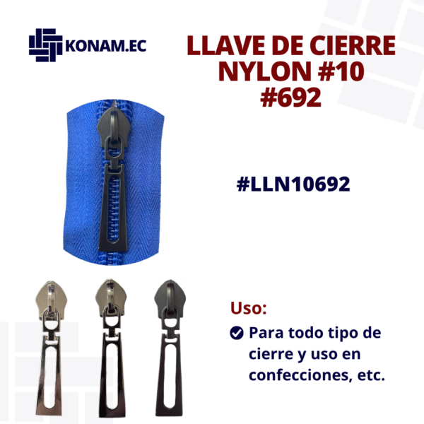 LLAVE DE CIERRE NYLON #10 #692 #LLN10692