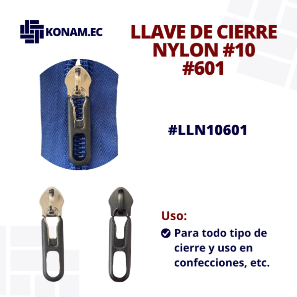 LLAVE DE CIERRE NYLON #10 #601 #LLN10601
