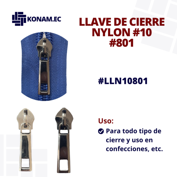 LLAVE DE CIERRE NYLON #10 #801 #LLN10801