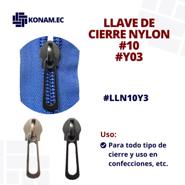 LLAVE DE CIERRE NYLON #10 #Y03 #LLN10Y3