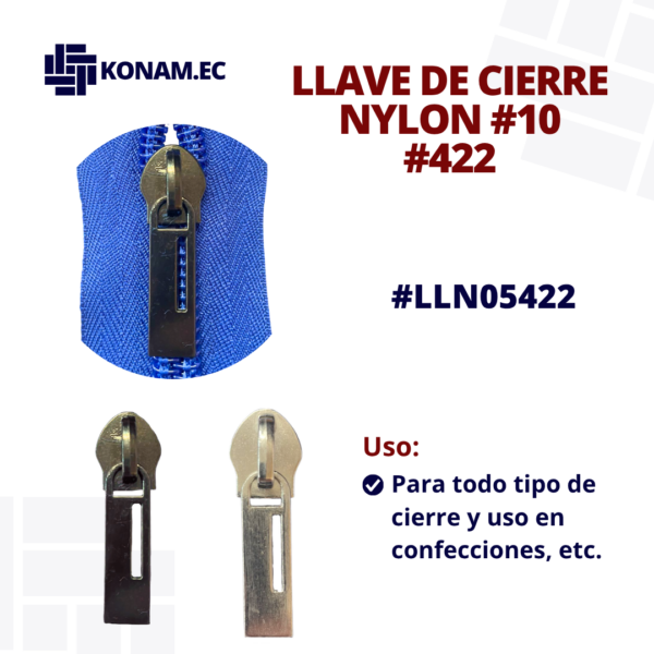 LLAVE DE CIERRE NYLON #10 #422 #LLN10422