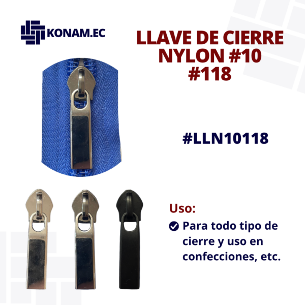 LLAVE DE CIERRE NYLON #10 #118 #LLN10118