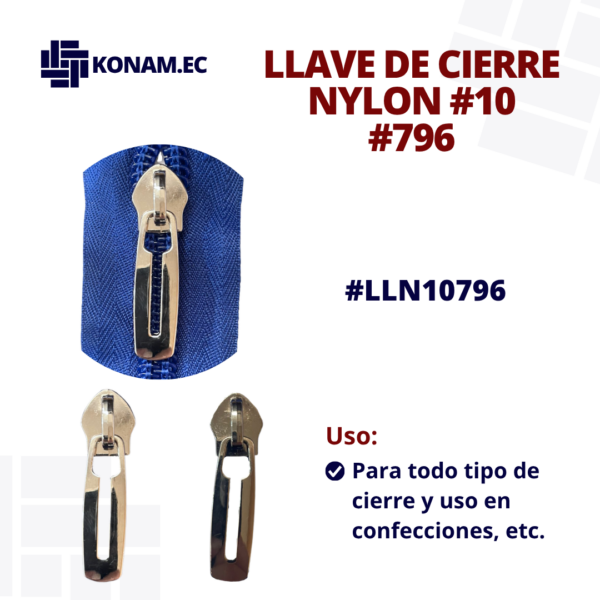 LLAVE DE CIERRE NYLON #10 #796 #LLN10796