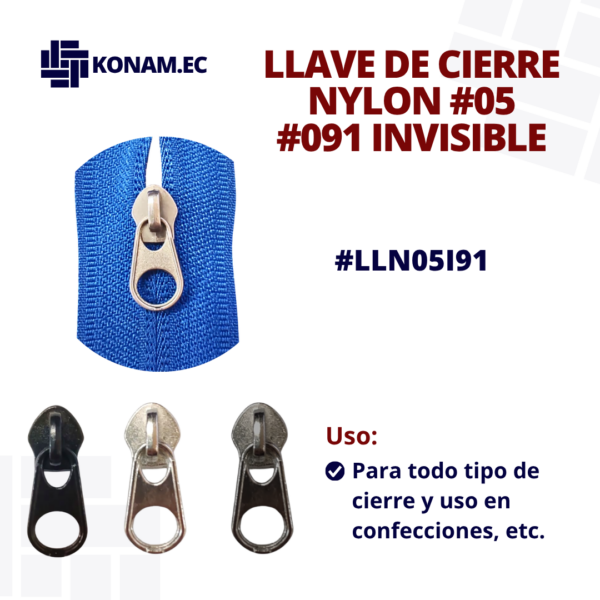 LLAVE DE CIERRE NYLON #05 #091 INVISIBLE #LLN05I91