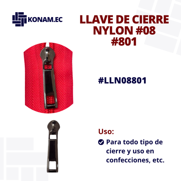 LLAVE DE CIERRE NYLON #08 #801 #LLN08801