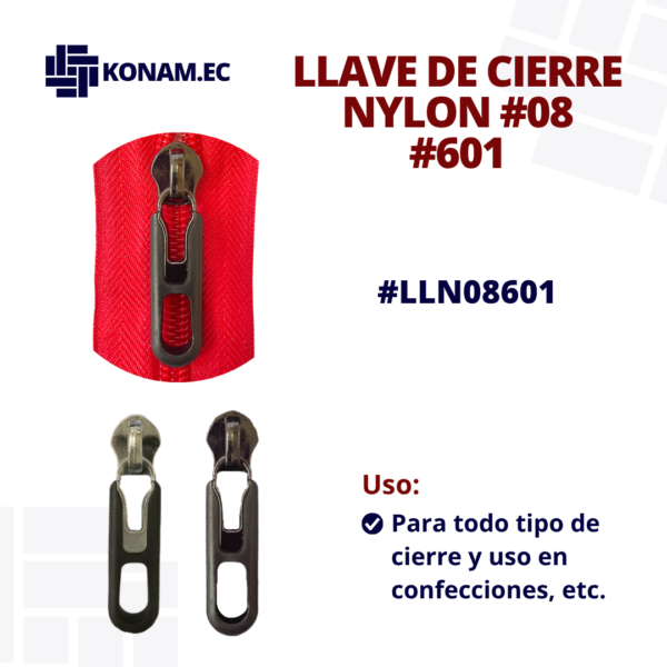 LLAVE DE CIERRE NYLON #08 #601 #LLN08601
