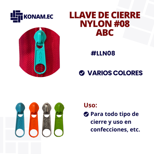 LLAVE DE CIERRE NYLON #08 #LLN08