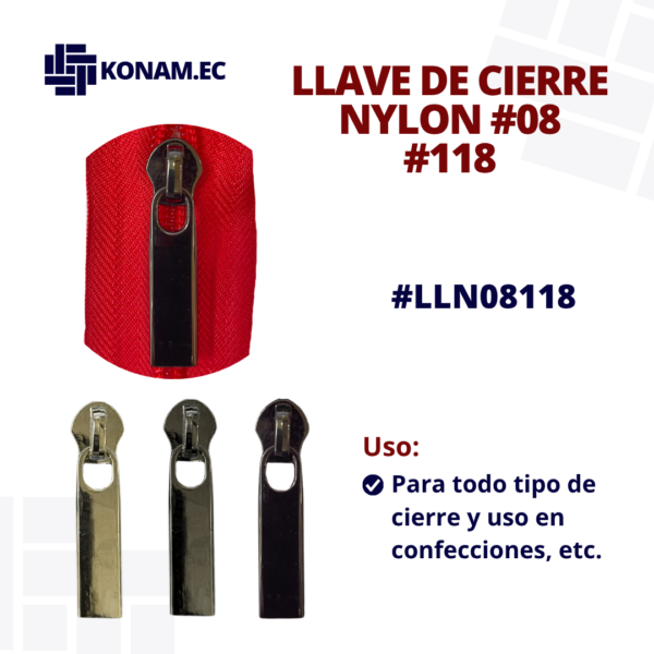LLAVE DE CIERRE NYLON #08 #118 #LLN08118