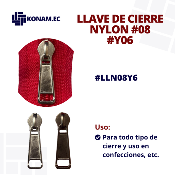 LLAVE DE CIERRE NYLON #08 #Y06 #LLN08Y6