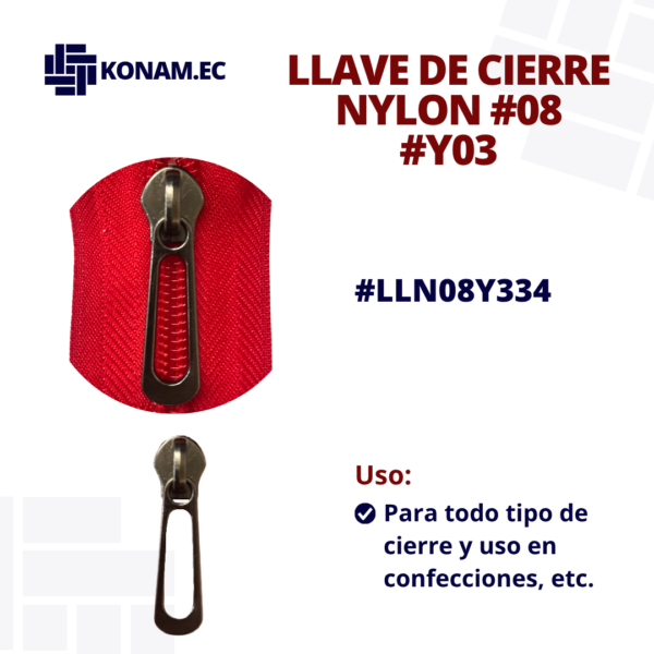 LLAVE DE CIERRE NYLON #08 #Y03 #LLN08Y334