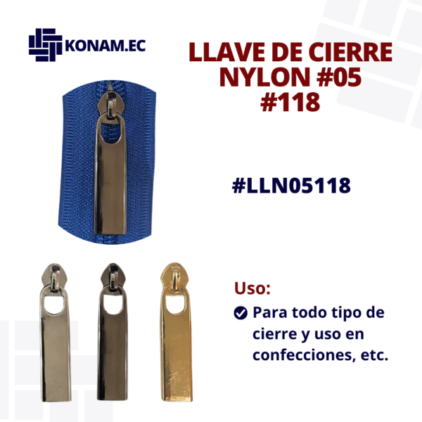 LLAVE DE CIERRE NYLON #05 #118 #LLN05118