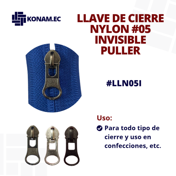 LLAVE DE CIERRE NYLON #05 INVISIBLE PULLER #LLN05I