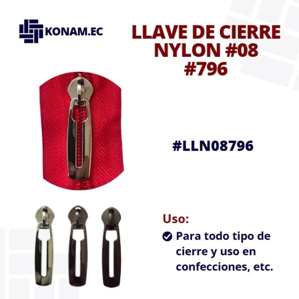 LLAVE DE CIERRE NYLON #08 #796 #LLN08796