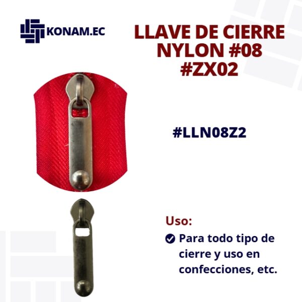 LLAVE DE CIERRE NYLON #08 #ZX02 #LLN08Z2