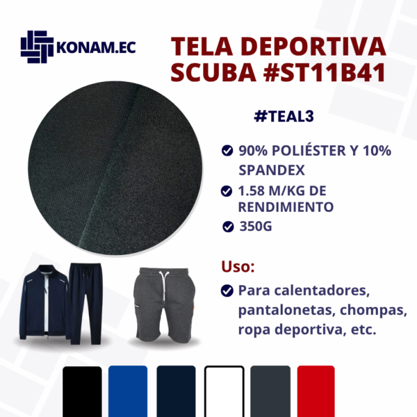 TELA DEPORTIVA SCUBA #ST11B41 #TEAL3