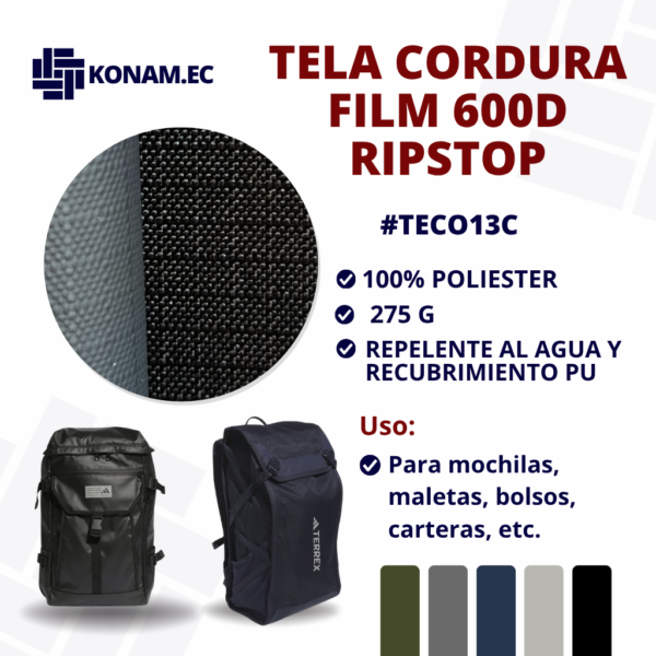 TELA CORDURA FILM 600D RIPSTOP #TECO13C