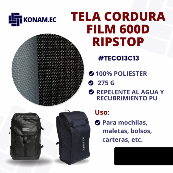 TELA CORDURA FILM 600D RIPSTOP #TECO13C13