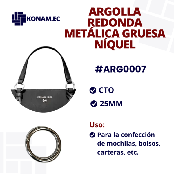ARGOLLA REDONDA METÁLICA GRUESA NIKEL #ARG0007