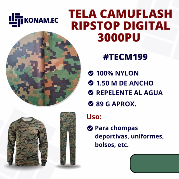 TELA CAMUFLASH RIPSTOP DIGITAL 3000PU #TECM199