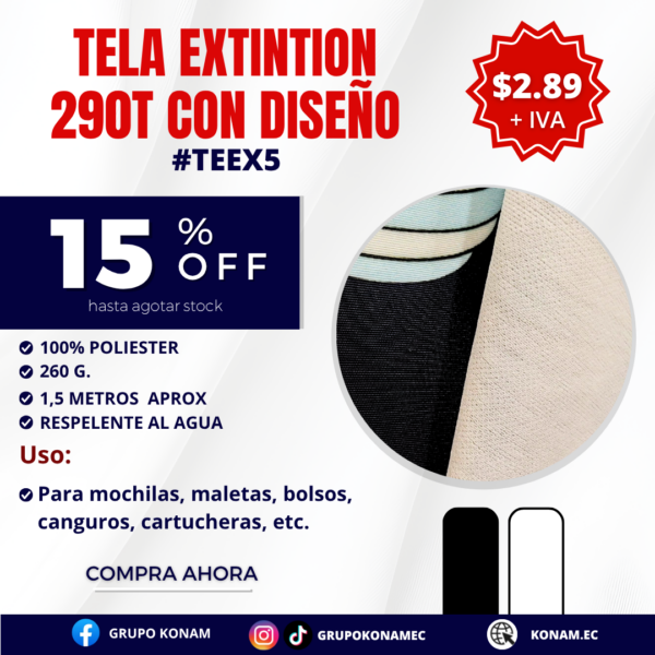 TELA EXTINTION 290T CON DISEÑO #TEEX5 -15% OFF