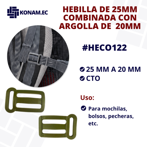 HEBILLA DE 25MM COMBINADA CON ARGOLLA DE  20MM #HECO122
