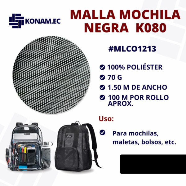 MALLA MOCHILA NEGRA  K080 #MLCO1213