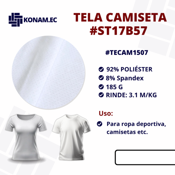 TELA CAMISETA #ST17B57 BLANCA #TECAM1507