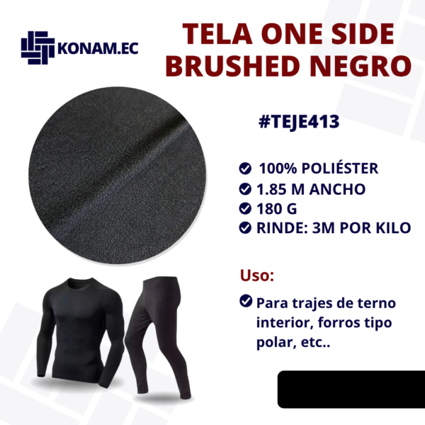 TELA ONE SIDE BRUSHED NEGRO #TEJE413