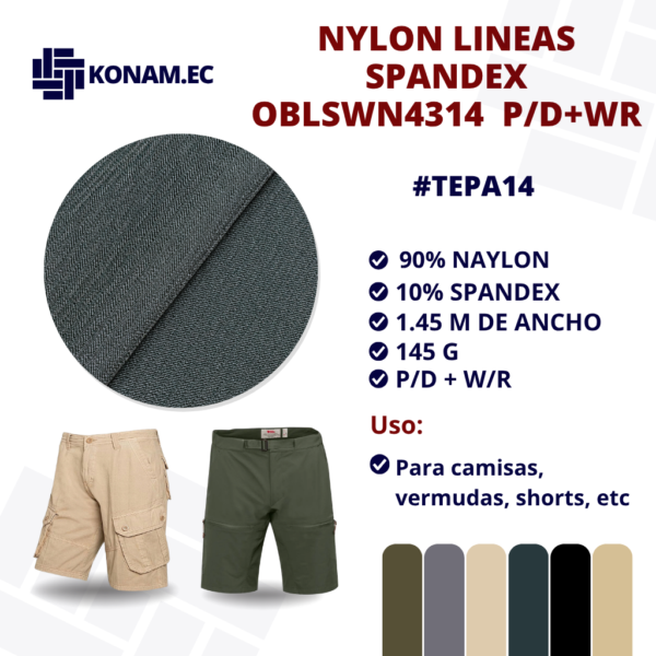 NYLON LINEAS SPANDEX OBLSWN4314 P/D+WR #TEPA14