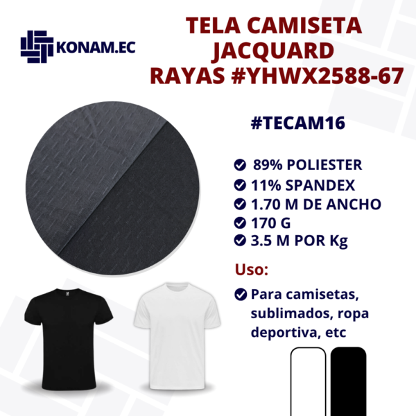 TELA CAMISETA JACQUARD  RAYAS #YHWX2588-67 #TECAM16