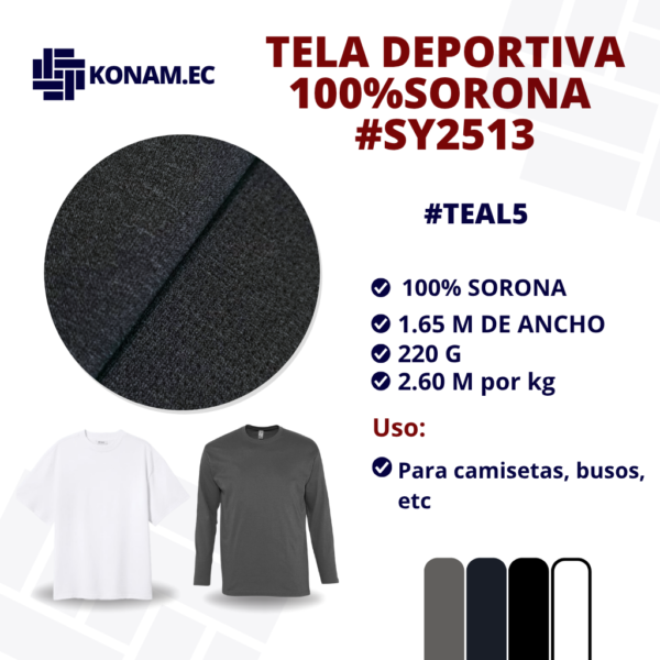 TELA DEPORTIVA 100%SORONA #SY2513 #TEAL5