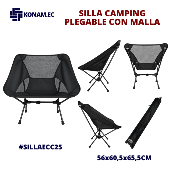 SILLA CAMPING PLEGABLE CON MALLA #SILLAECC25