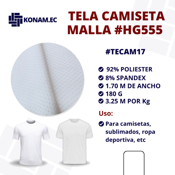 TELA CAMISETA MALLA #HG555 #TECAM1707