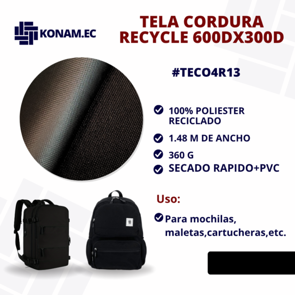 TELA CORDURA RECYCLE 600D×300D #TECO4R13